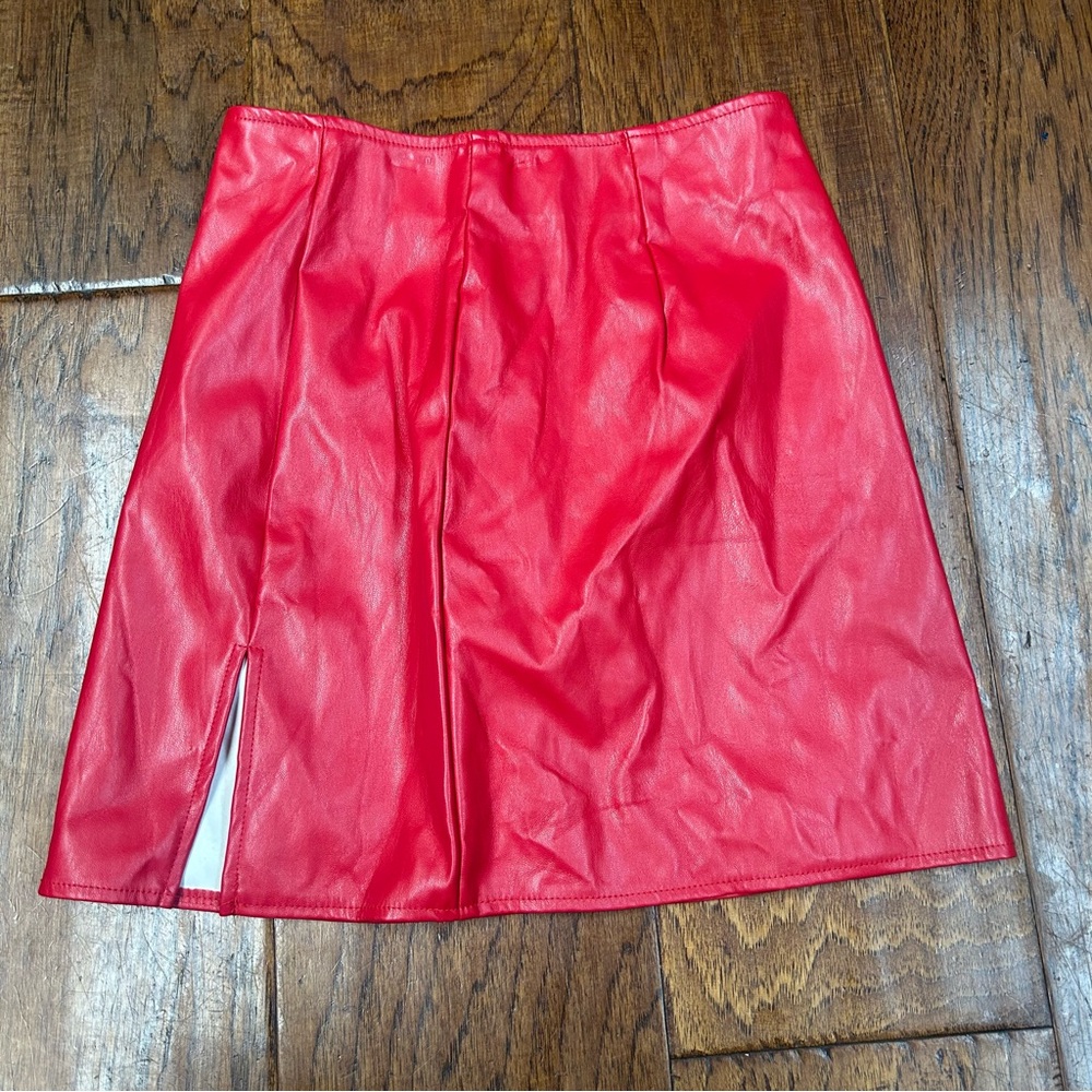 SHEIN Y2K Scarlet Faux Leather Mini Skirt